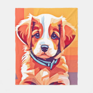 Cute Puppy Pop Art Fleece Blanket