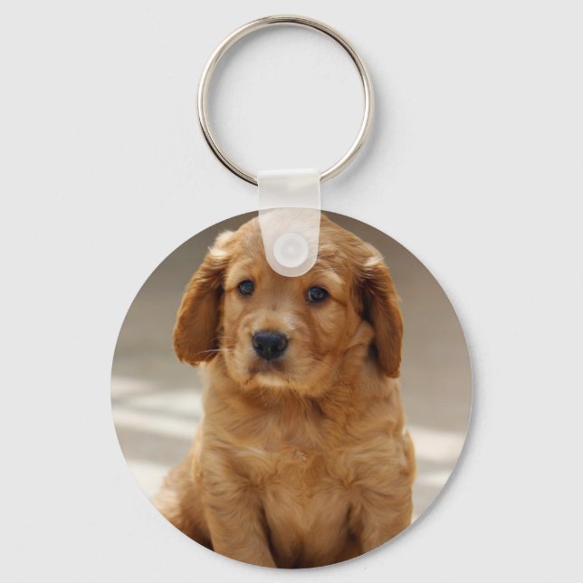 Cute Puppy Portrait Photo Key Ring (Front)