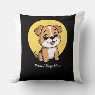 Cute Puppy Proud Dog Mum Throw Pillow - Custom Dog