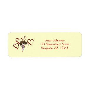 Cute Puppy Red Hearts Address Label