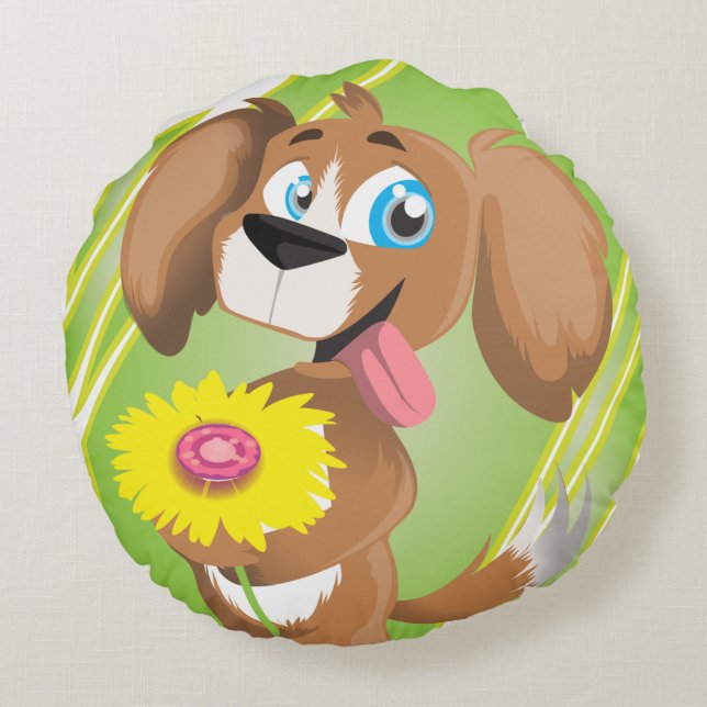 Cute Puppy Round Cushion (Back)
