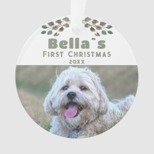 Cute Puppy`s First Christmas Dog Pet Photo Ornament