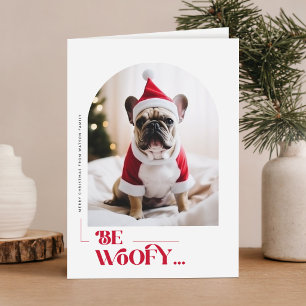 Cute Puppy Santa Hat Dog Photo Christmas Holiday Card