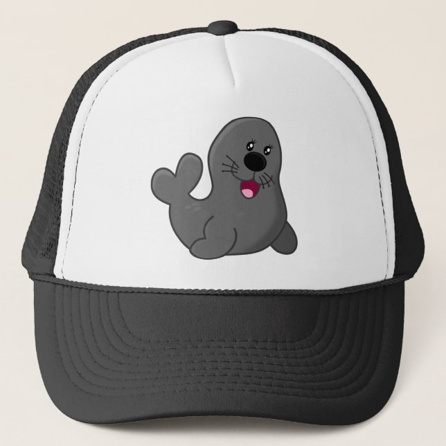 Cute puppy seal trucker hat (Front)
