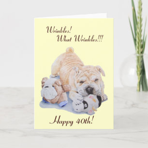 Cute puppy shar pei dog and teddy funny 40th card