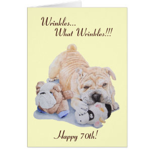 Cute puppy shar pei dog and teddy funny 70th