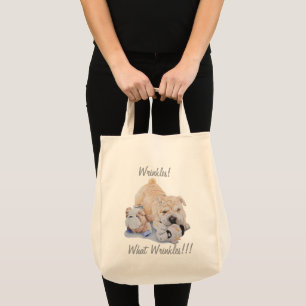 Cute puppy shar pei teddy bears fun slogan tote bag