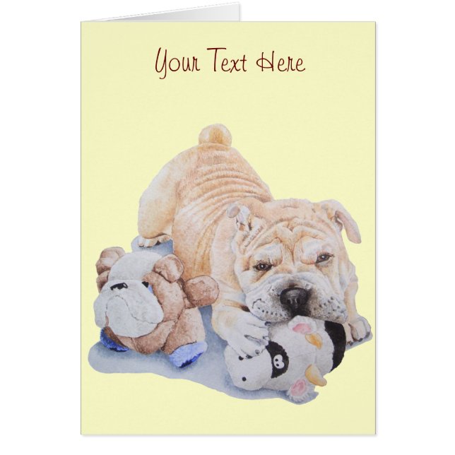 Cute puppy shar pei with teddy bears portrait art (Front)