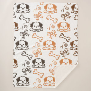 Cute Puppy Sherpa Blanket