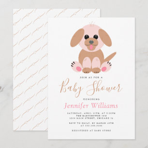 Cute Puppy Simple Personalised Neutral Baby Shower Invitation