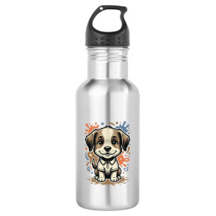 Cute Puppy Splash Engraving Vector Design_1 532 Ml Water Bottle