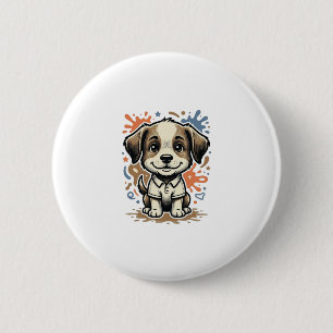 Cute Puppy Splash Engraving Vector Design_1 6 Cm Round Badge