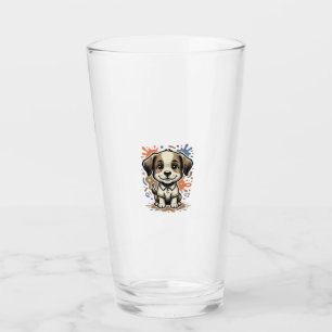 Cute Puppy Splash Engraving Vector Design_1 Glass
