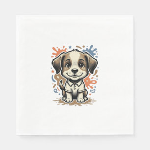 Cute Puppy Splash Engraving Vector Design_1 Napkin