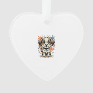 Cute Puppy Splash Engraving Vector Design_1 Ornament