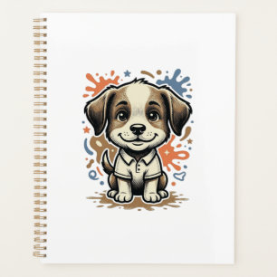 Cute Puppy Splash Engraving Vector Design_1 Planner