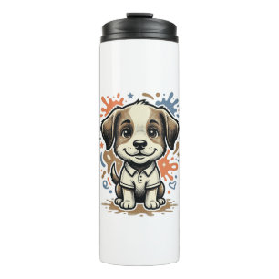 Cute Puppy Splash Engraving Vector Design_1 Thermal Tumbler