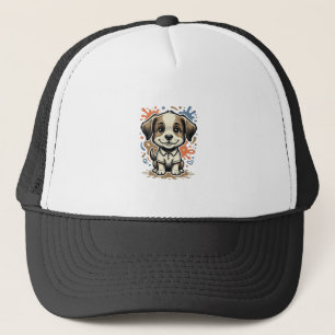 Cute Puppy Splash Engraving Vector Design_1 Trucker Hat