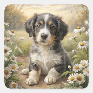 Cute Puppy Square Sticker