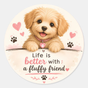 Cute puppy Sticker – Life Is Better With a Friend.