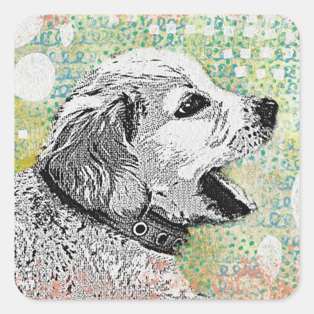 Cute Puppy Stickers - Golden Retriever Dog (Front)