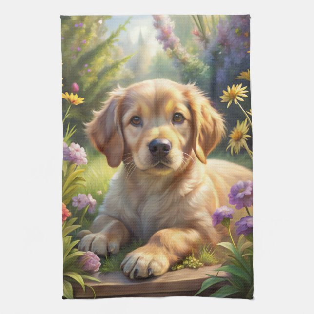 Cute Puppy Tea Towel (Vertical)