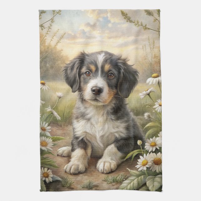 Cute Puppy Tea Towel (Vertical)