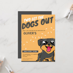 Cute Puppy theme 2nd birthday invitation