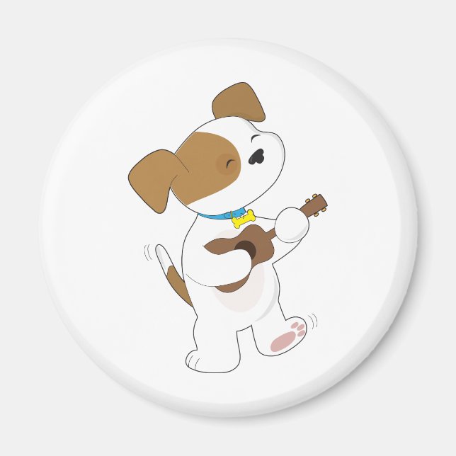 Cute Puppy Ukulele Magnet (Front)