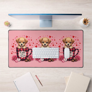Cute Puppy Valentine Buffalo Plaid Aesthetic Mug Desk Mat