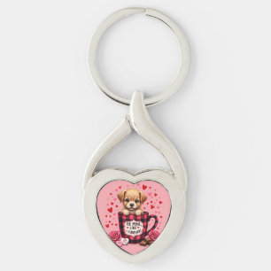 Cute Puppy Valentine Buffalo Plaid Aesthetic Mug Key Ring