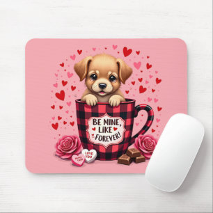 Cute Puppy Valentine Buffalo Plaid Aesthetic Mug Mouse Mat