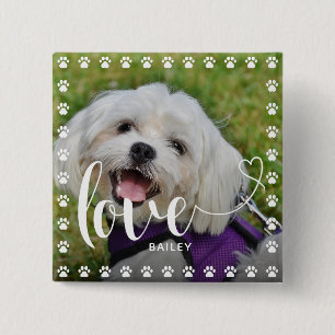Cute Puppy Valentines Day Pet Puppy Dog Photo 15 Cm Square Badge