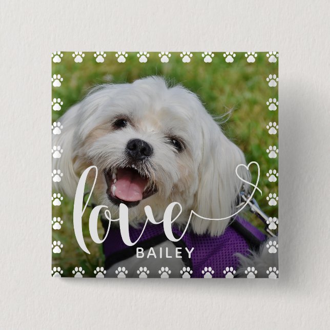 Cute Puppy Valentines Day Pet Puppy Dog Photo 15 Cm Square Badge (Front)