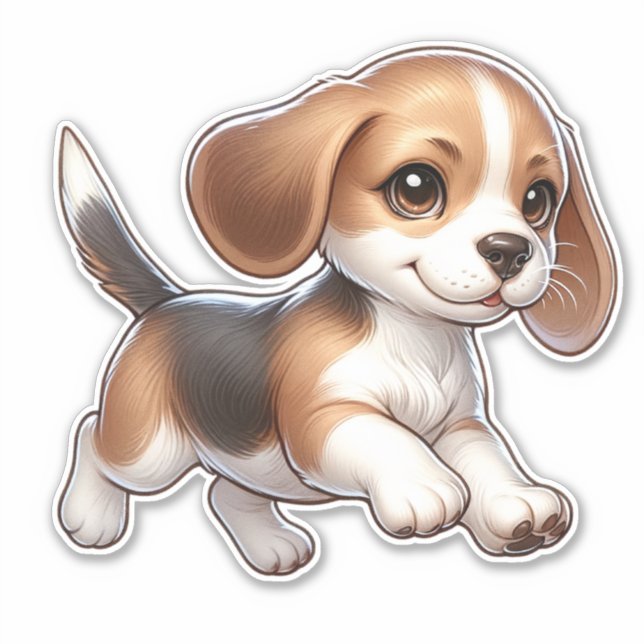 Cute puppy vinyl sticker (Front)