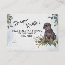 Cute Puppy Watercolor Diaper Raffle Baby Shower 