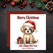 Cute Puppy Wearing a Santa Hat Dog Christmas