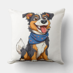 Cute Puppy Wearing Bandanna Cartoon Adorable Pet Cushion