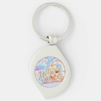 Cute Puppy Wedding Fairytale Carriage Key Ring