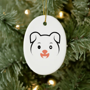 Cute Puppy Wink Ceramic Tree Decoration
