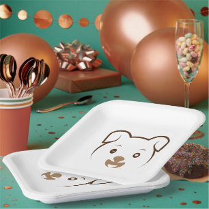 Cute Puppy Wink Paper Plate