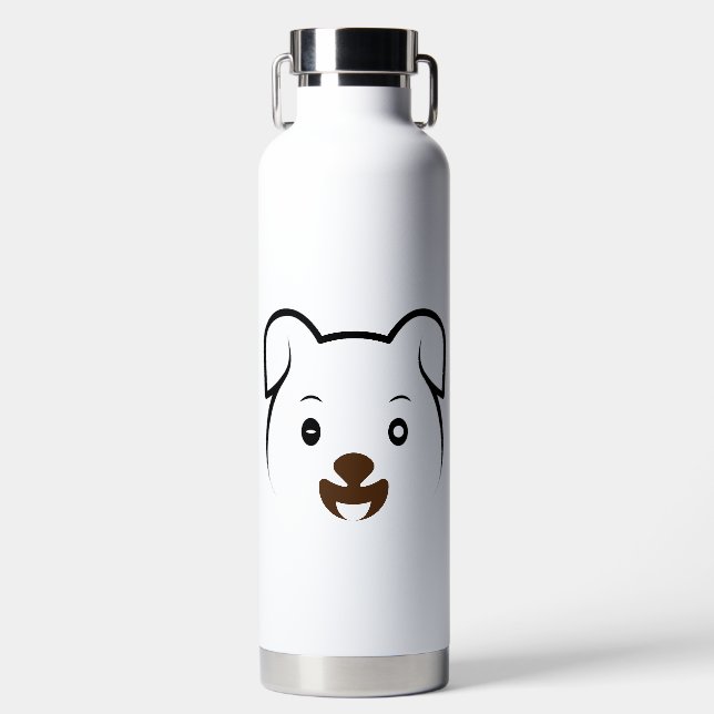 Cute Puppy Wink Water Bottle (Front)