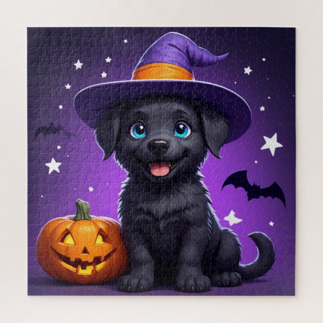 Cute Puppy Witch Hat Halloween 🐶 Jigsaw Puzzle (Vertical)
