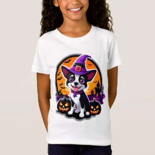 Cute Puppy Witch Hat Halloween 🎃 T-Shirt