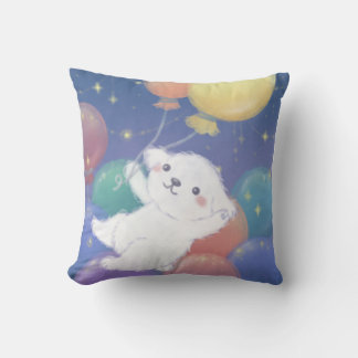 Cute Puppy with Balloons & Stars Cushion
