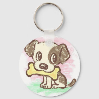 Cute Puppy with Bone Keychain