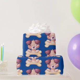 Cute Puppy with Bone Wrapping Paper