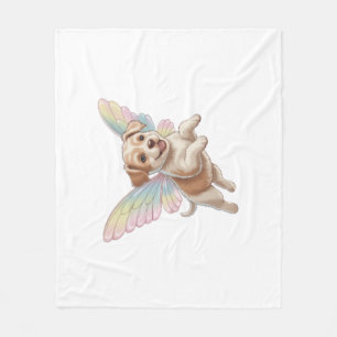 Cute Puppy with Glowing Fairy Wings — Magical Pet Fleece Blanket