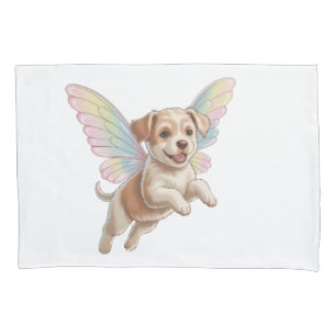 Cute Puppy with Glowing Fairy Wings — Magical Pet Pillowcase