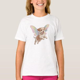 Cute Puppy with Glowing Fairy Wings — Magical Pet T-Shirt